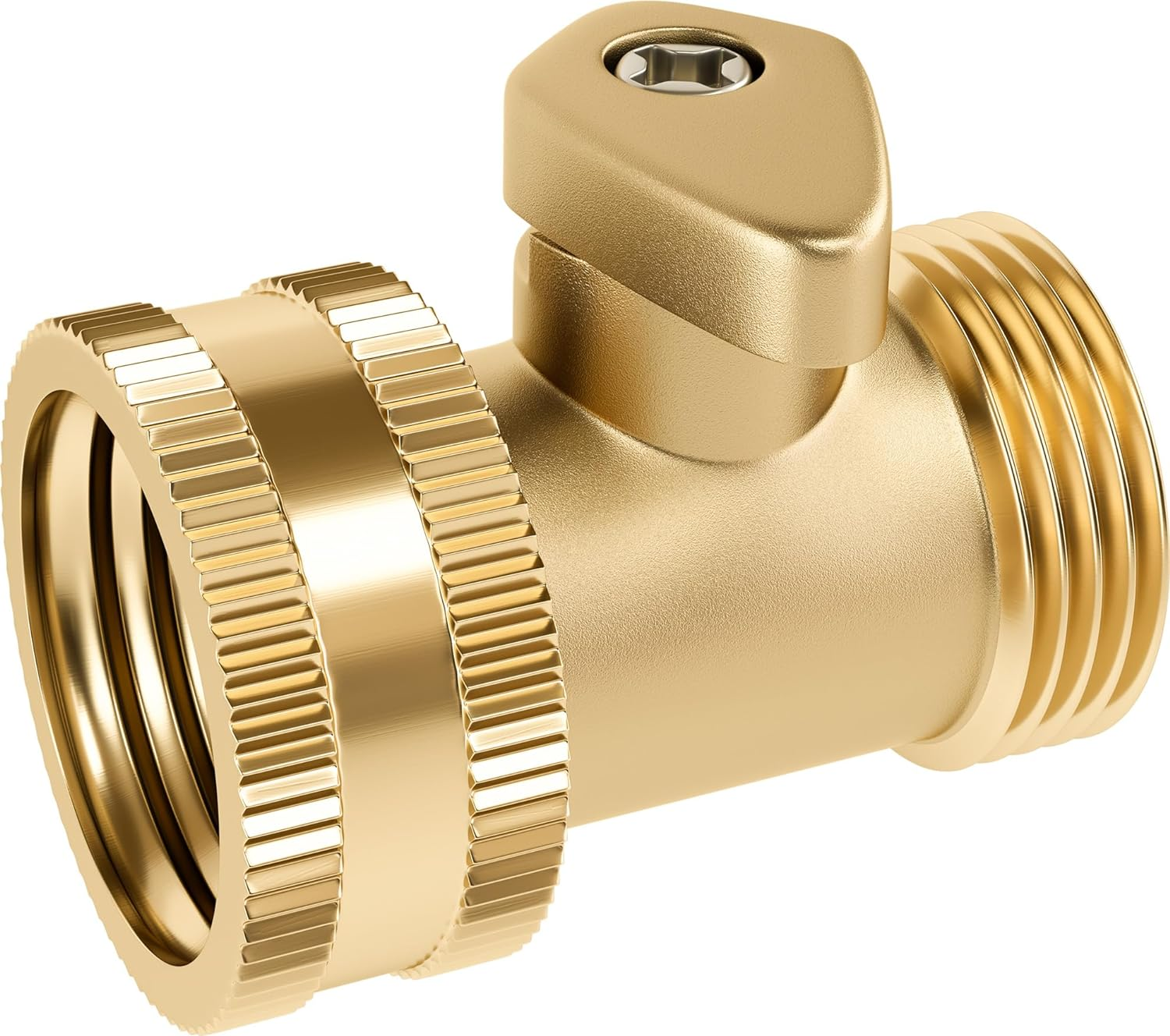 Heavy Duty Brass Shut off Valve, Garden Connector Attachment with Rubber Washers