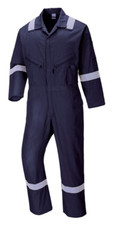 PORTWEST IONA 100 COTTON NAVY COVERALL SIZES S-6X C814 2" SILVER REF TAPE