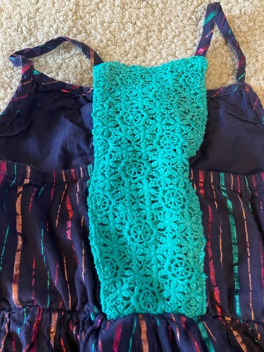 Cat & Jack Girls Long Multicolor Metallic Striped Sleeveless Lined Dress Size L - Picture 8 of 11