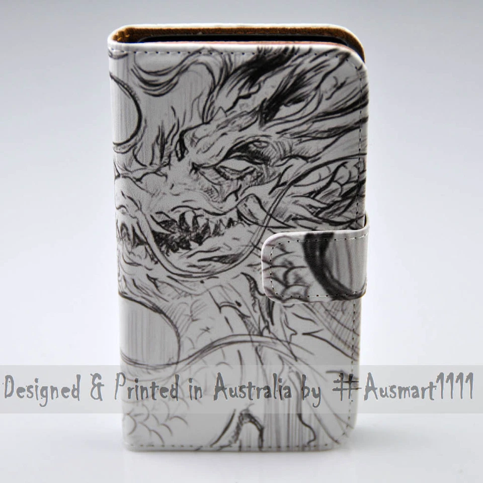 Funda tipo billetera con estampado de plantilla de dragón para teléfono móvil serie Huawei Foto 2 de 3