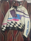Vintage  Polaris Leather Bomber Snowmobile Jacket Womens Size XL White Colors