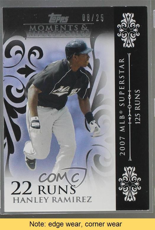 2008 Topps Moments & Milestones Black 8/25 Hanley Ramirez #92 READ 1s7