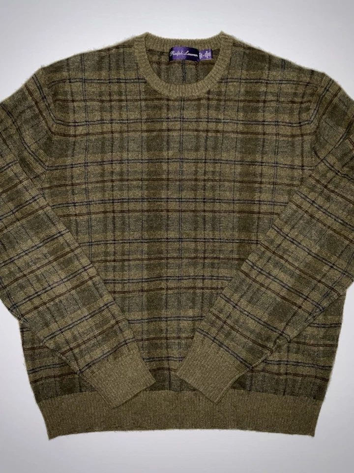 Ralph Lauren 紫色标签橄榄羊绒圆领毛衣 - 大号 — 第 3/4 张图片