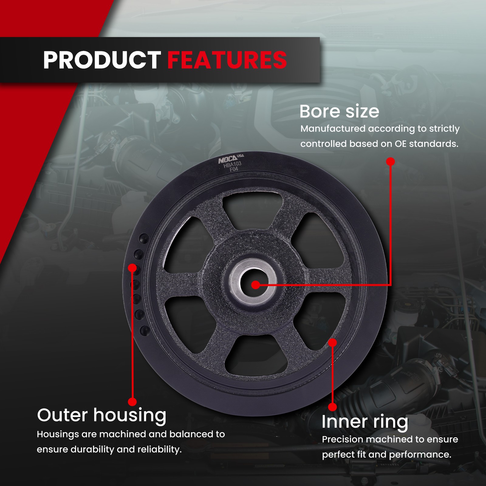 For Caravan Town Country Voyager Harmonic Balancer Serpentine Belt Component Kit thumbnail 3