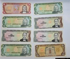 1 to 20 Pesos 1980-1982 Dominican Rep. XF/AU 8 Banknote lot