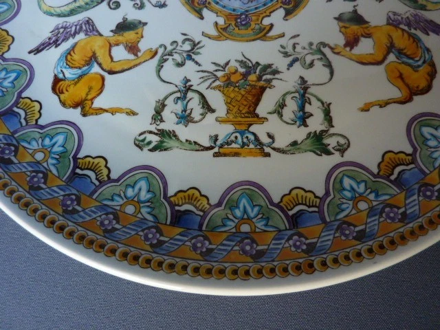 RARE PLAT A TARTE DECO MURALE FAÏENCE DE GIEN RENAISSANCE DECOR INEDIT DES 175 - Photo 4/4