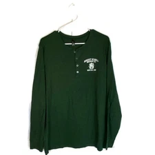 Schell Brewing Co. Henley Shirt Sz Large Long Sleeve Forest Green New Ulm MN