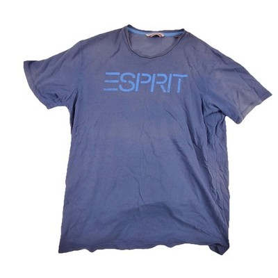 Esprit Shirt Mens XL Blue Short Sleeve Crew Neck Logo Graphic Tee Casual