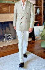 Spier & Mackay Double-Breasted Sport Coat in “Sage Linen” Size 38/L