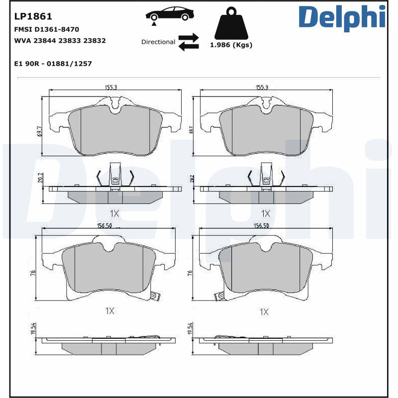 Plaquettes de frein Delphi LP1861 pour trajets quotidiens en Meriva A