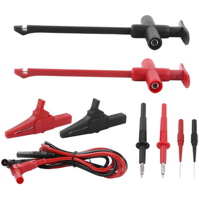 Multimeter Test Leads with Steel Needle Hook and Clamp for Electrical Testing