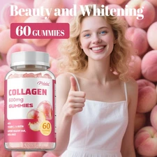 Collagen Gummies 600mg - Vitamin C,Biotin- Anti-aging,Healthy Skin and Whitening