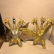 Bandai King Ghidorah 3-Headed Dragon Figure Lot w/ Mecha, Gold  Silver, 2018