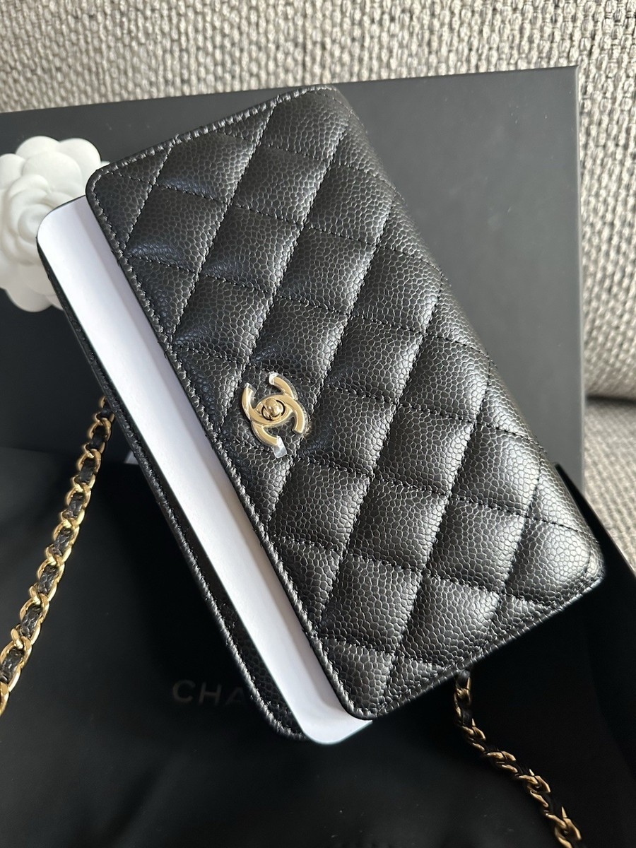 NEW w/ Receipt CHANEL REV Black GHW Caviar Quilted CC Turn Lock