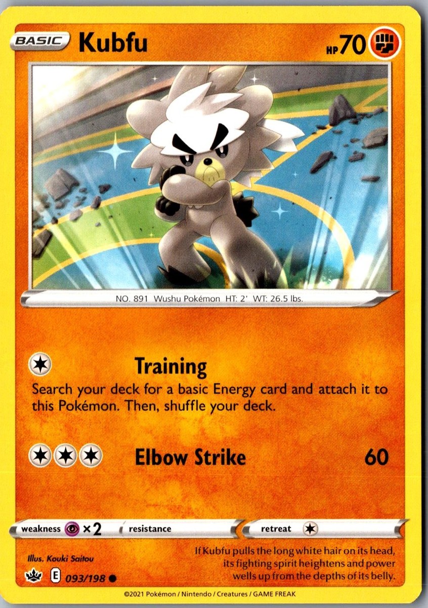 kubfu pokemon card Rapid Strike Urshifu 044/198 & Single Strike Urshifu 108/198 - Chilling Reign Kubfu 093/198 Common Chilling Reign