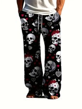 Romantic Skulls  Roses Black Loungewear Pajama Pants   3D All Over Print