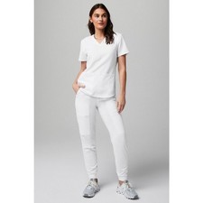 NWT Fabletics Scrub Set Method 2-Pocket Top On Call Jogger Womens 2X T WHT READ
