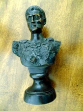 Antique Bronzed Metal Bust Of Octavian Augustus Caesar 7” Statue Sculpture