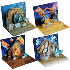 Spiareal 4 Pcs Nativity Pop up Christmas Card with Envelopes Religious 3D Pop...