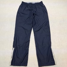 Y2K Nike Track Pants Baggy Silver Tag Mesh Lined Zip Hem Navy Blue Mens Medium