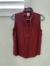 Cabi Women's Sleeveless Ruffled Collar Blouse In Sharp Color, Size M