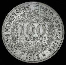 Pièce De Monnaie De 100 Francs 1968, Banque Des États D'Afrique De L'Ouest