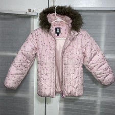 Rothschild Girls, Puffer Jacket, Faux Fur Hood Pink. Size 6X.