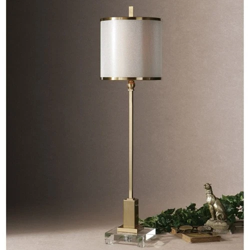 UTTERMOST 29940-1 VILLENA BRUSHED BRASS PLATED METAL CRYSTAL FOOT BUFFET LAMP - Picture 3 of 4