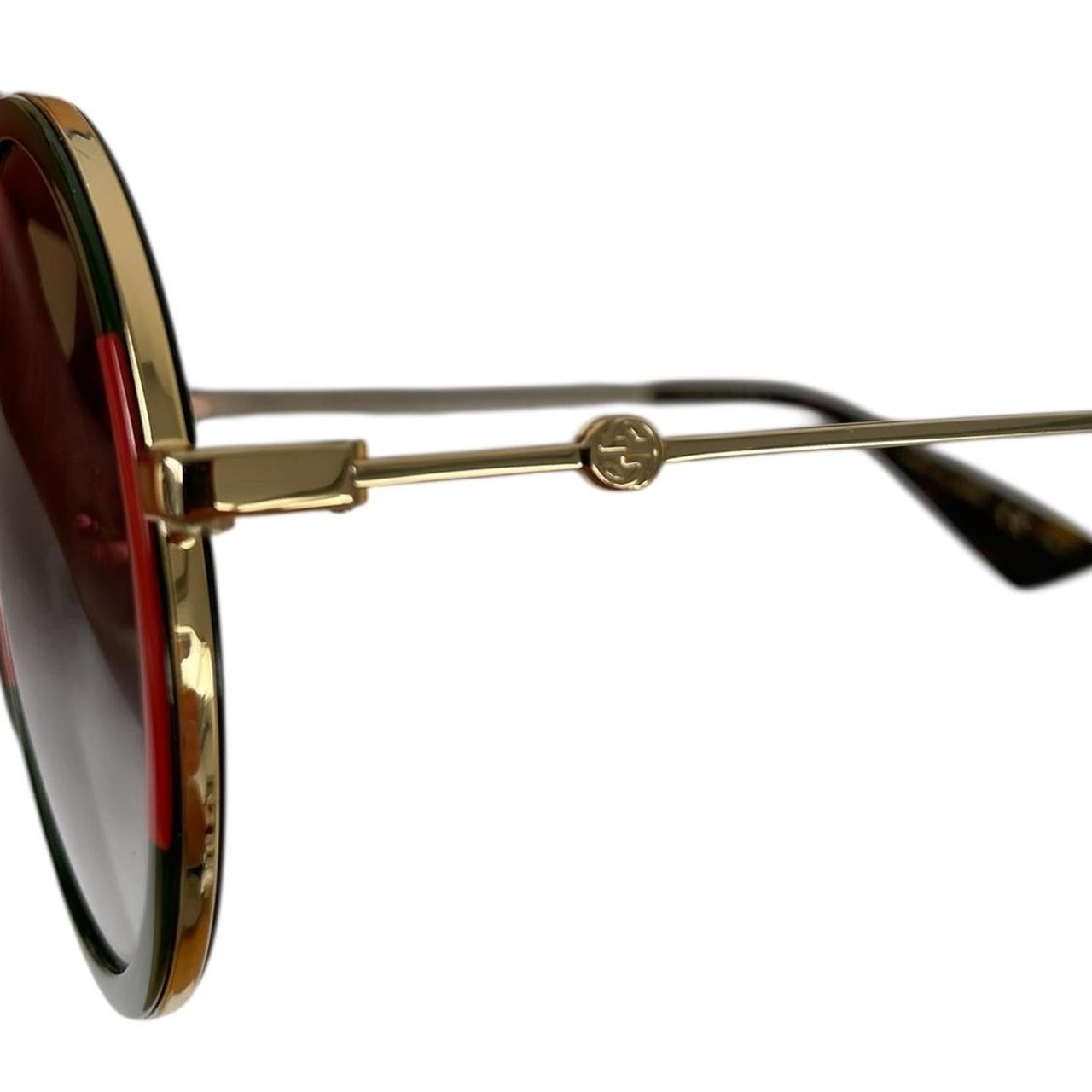 Gucci Green, Red and Gold GG0061S Round Sunglasses image 5
