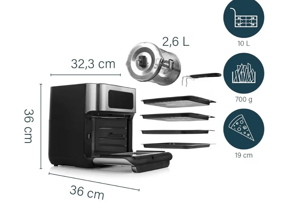 Princess 182065 10L Forno Aerofryer - Argento - Immagine 2 di 4