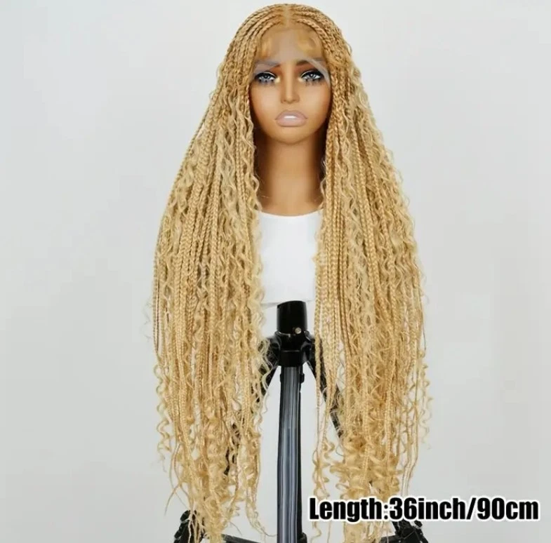 [Peluca Trenzada Boho 36"] Peluca AliPearl 36 Pulgadas Encaje Completo Boho Trenzada Juegos con disfraces... Foto 4 de 4