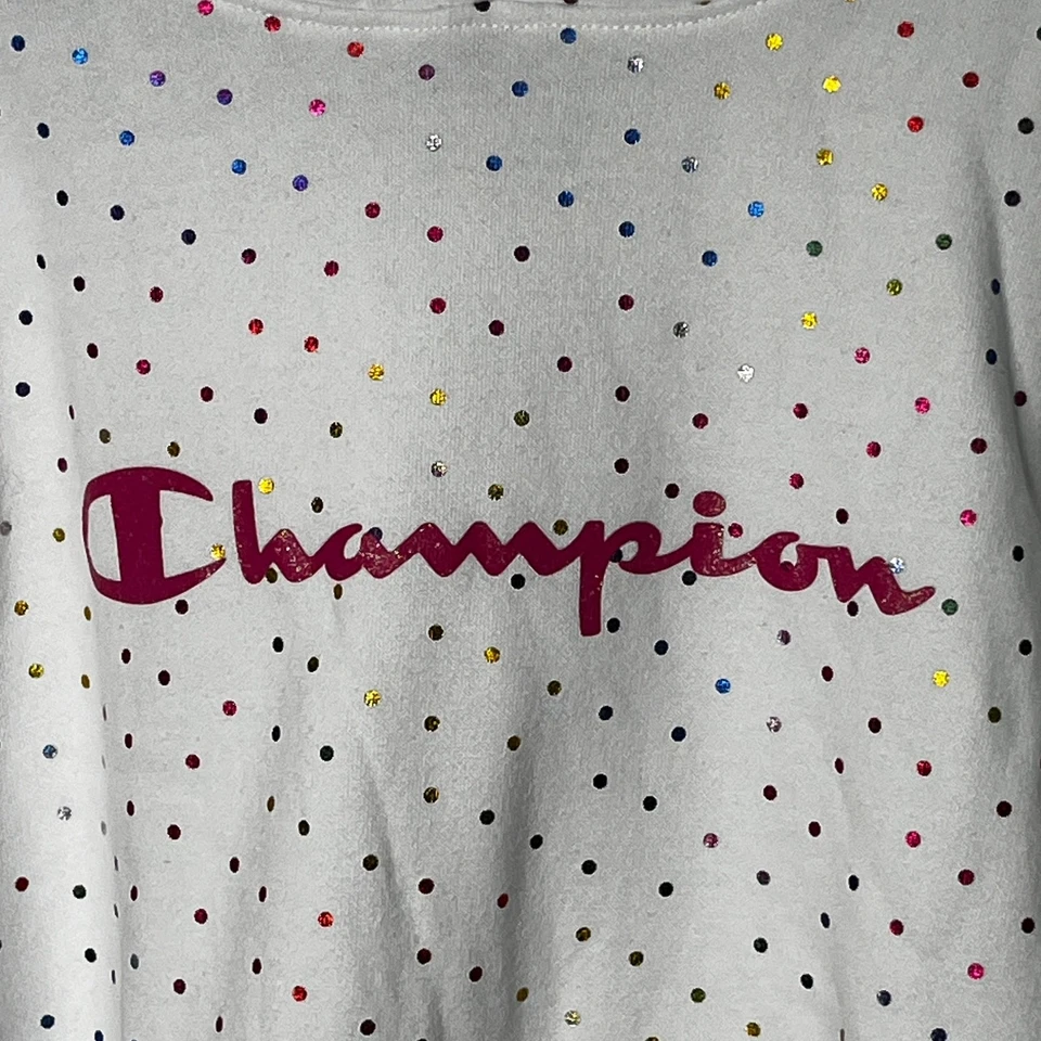 Sudadera con capucha a lunares blanca Champion Girls Foto 4 de 4