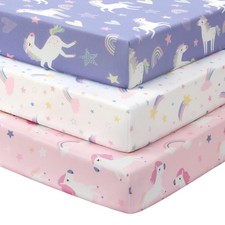 Baby Crib Sheets Girl, 3 Pack Toddler Bed Sheets for 52 x28 Standard Toddler...