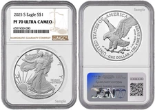 Pre - 2025 S Silver American Eagle S$1 NGC PF70 Ultra Cameo #377