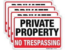 Large No Trespassing Signs Private Property Metal 10x14 4-Pack 10x14 inch 