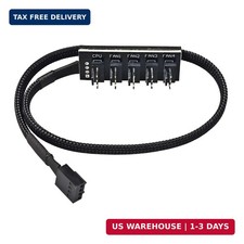 1 to 5 Way PWM Fan Hub Splitter 4 Pin Sleeved CPU Cooling Case Fan Power Cable 1