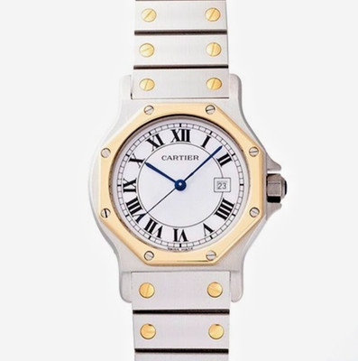 Cartier Santos Large 31mm AC17,90gr Octagon 18K Yellow Gold & Steel Automatic 32