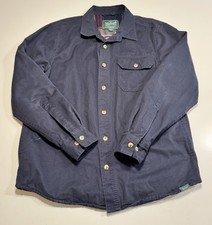 Woolrich Green Label Navy Canvas Flannel Lined Shirt Jacket Mens Size Medium