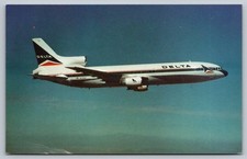 Delta Air Lines Lockheed L-1011 TriStar Jet Aviation Chrome Vintage Postcard