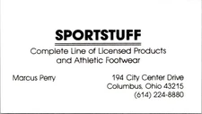 Sportstuff Sports Stuff Equipment Perry Columbus Ohio Vintage Business Card