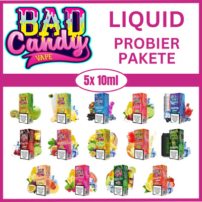 5x 10ml BAD CANDY Probierbox Exotisch Süß Erfrischend alle Sorten 50ml Liquid
