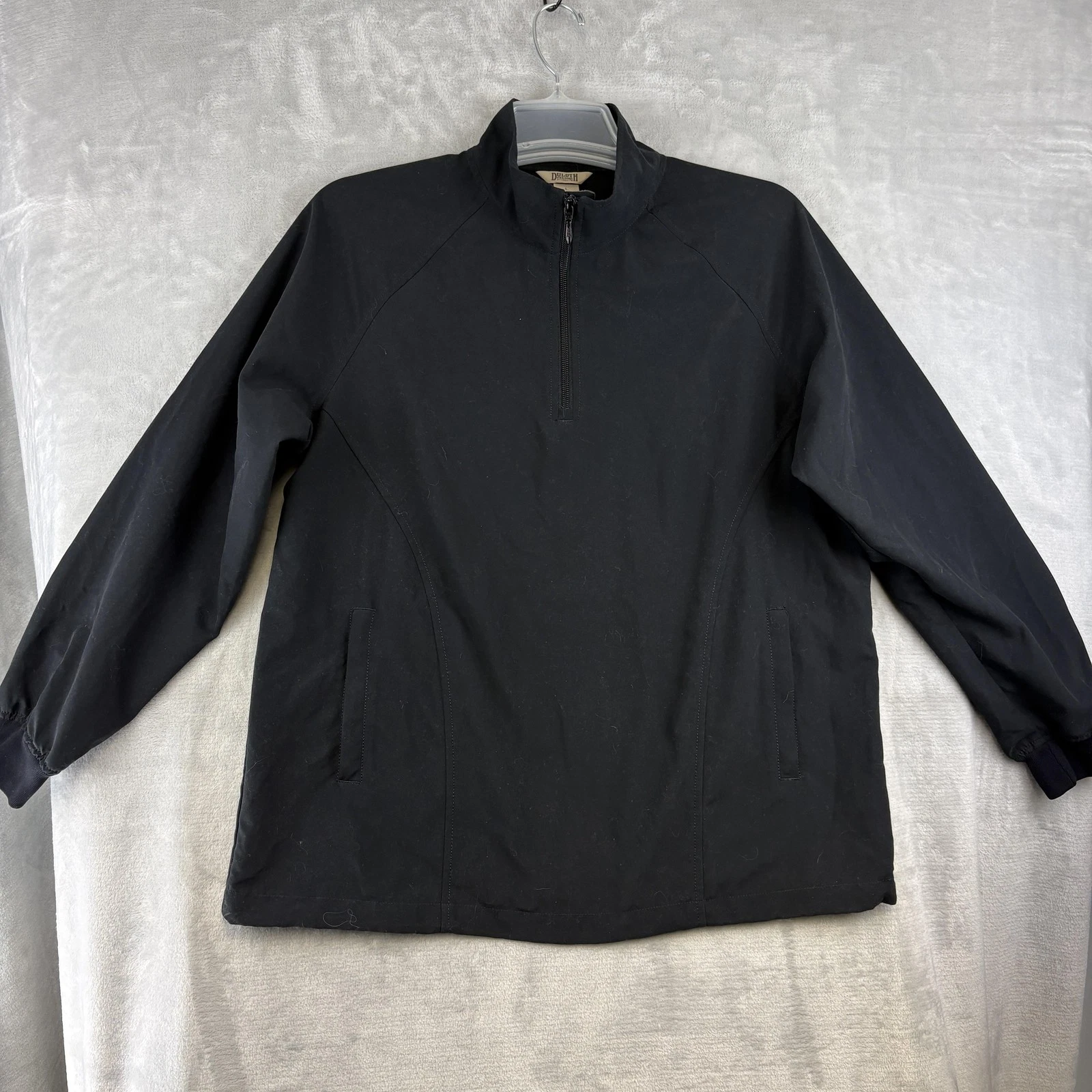 Duluth Trading Co Jacket Mens Large Black 1/4 Zip Lightweight Windbreaker
