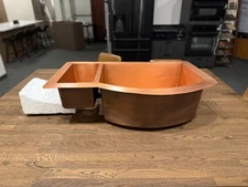 33" Copper Kitchen Sink – DOUBLE Basin (9"/6" Depth, 16-Gauge)