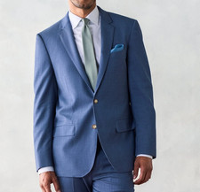 2025 CALVIN KLEIN Bright Blue Sport Coat Suit Blazer 42R Wool Extremew Slim