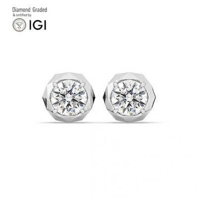 Runde Solitär Labgrown Diamant Ohrstecker 14k Weißgold 4 Kt D Vs1