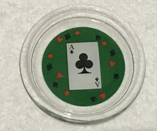 NICE Rare Glass Ace of Clubs Ashtray 4” Vintage