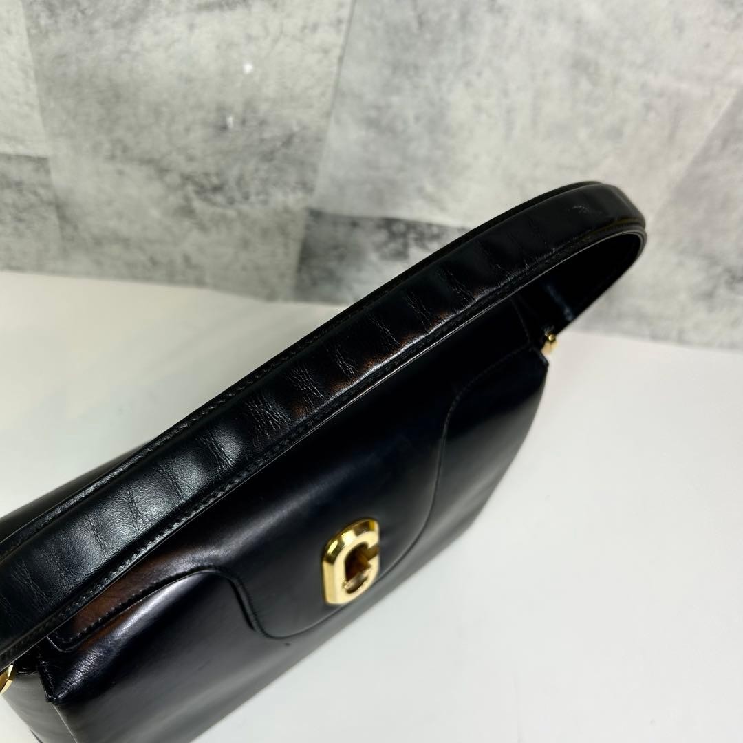 GUCCI Vintage Logo Shoulder bag Black Leather Turn Lock Broken | eBay
