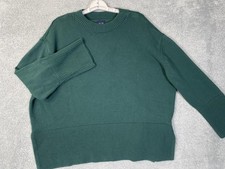 Gap Sweater Womens 2XL Green 100 Cotton Crewneck Pullover Ribbed Hem Cuffs