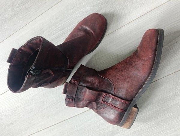 Women Vibram Boots Burgundy Leather 41