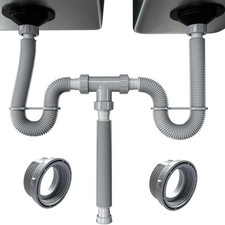 P Trap Double Sink Drain Kit with Flexible Design for Various Installations